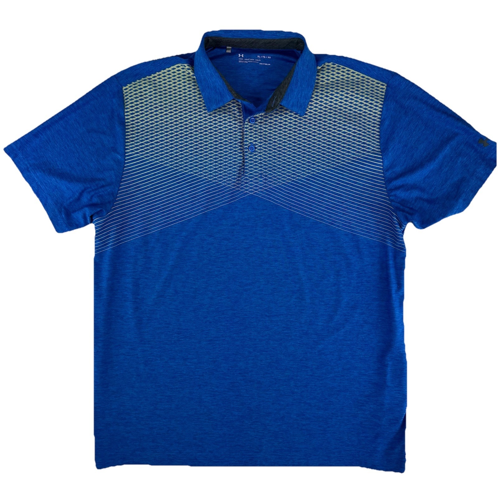 Under Armour Golf Tennis Polo Shirt Mens Xl Loose Heatgear Blue Design